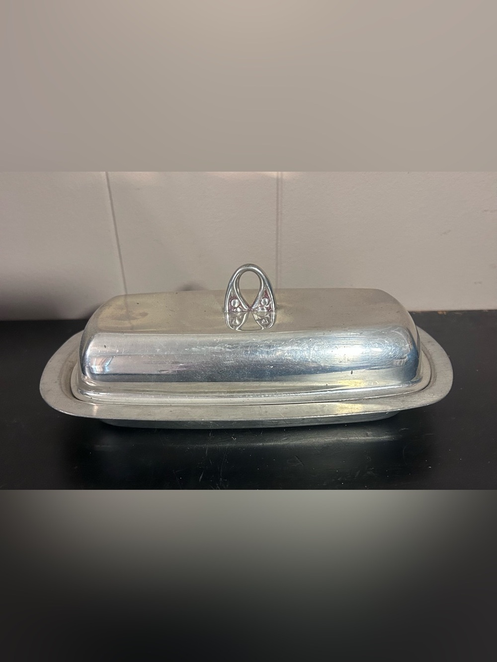 Vintage Queen Art Pewter Covered Butter Dish Handmade Danish Quality USA